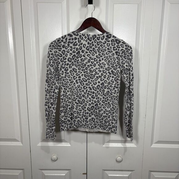 Old Navy XS Leopard Print Cardigan Women Gray Button Front Vintage Y2K Classic - Picture 2 of 7